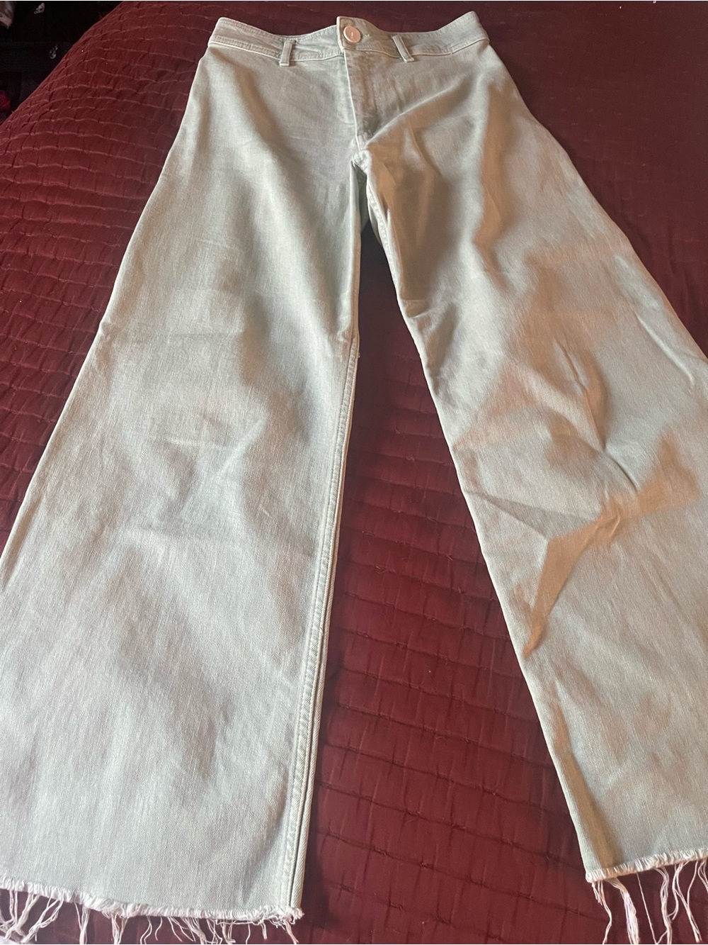 Zara Mint Green High-Rise Marine straight Denim